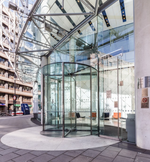 a custom revolving door made in london by bds entrances